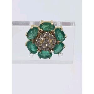 HUEB 18K Bestow Yellow Gold SINGLE Earring With Vs-Gh Diamonds & Green Emerald